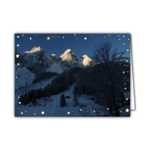 Set: 3x weihnachtliches Billet "beleuchtete Spitzen" mit Kuvert SILBER
