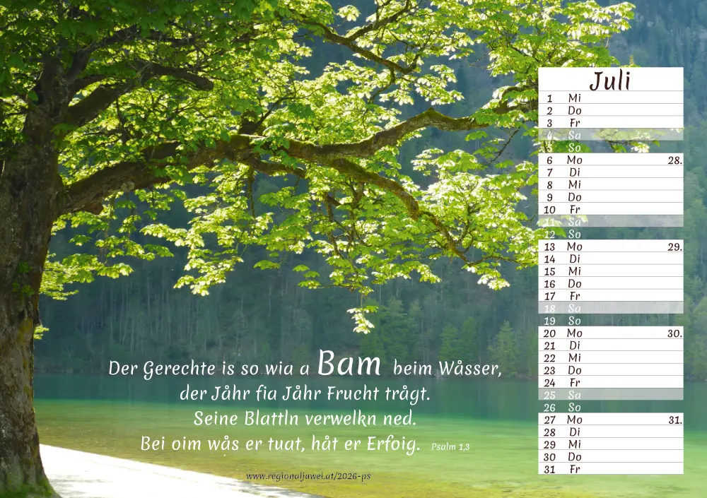 Regionalsprache Kalender